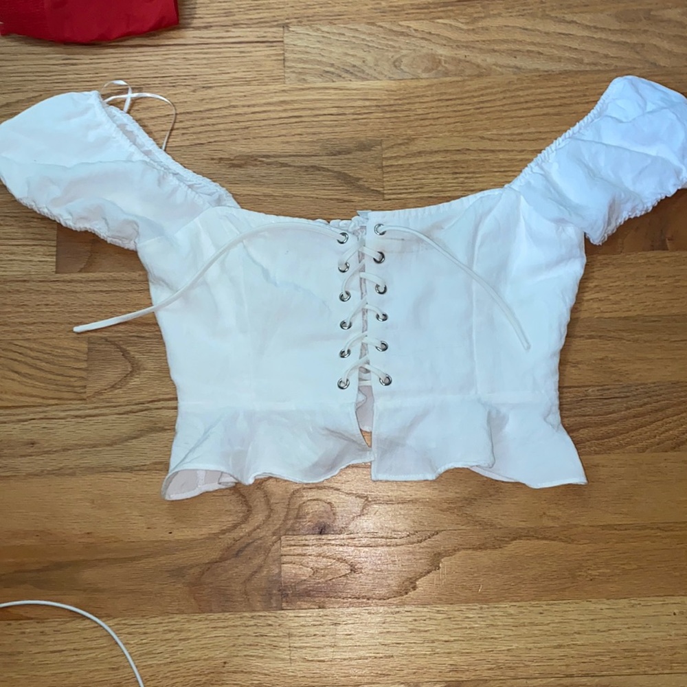 Cotton candy LA lace up top